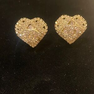Elegant Gold CC Heart Earrings